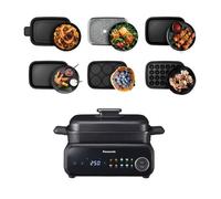 Panasonic NF-GM600 Multicuiseur Electrique 6-en-1, Grill électrique, Plancha, Frire, Cuisson Lente, BBQ, 1400W, 40-250°C, 9 Modes Automatiques, Extracteur de Fumée, Plaques lavables au lave-vaisselle