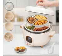 Multicuiseur électrique 4L, cuiseur intelligent 10-en-1 avec marmite intérieure à 3 compartiments, marmite chaude, minuterie 24H, revêtement céramique antiadhésif