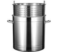 Multicuiseur en acier inoxydable - Friteuse à fruits de mer et à dinde avec panier pour ébullition et friture, compatible avec induction, 40 cm
