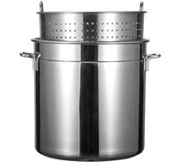 Multicuiseur en acier inoxydable - Friteuse à fruits de mer et à dinde avec panier pour ébullition et friture, compatible avec induction, 40 cm