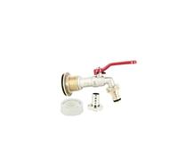 Multicuves - Passe paroi laiton mâle 1'' - femelle 3/4'' avec robinet ECO + nez 20x27