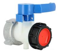 Multicuves - Vanne cuve - écrou S75X6 et Sortie S60X6 - Compatible 1000 Litres Avec écrou tournant en aluminium