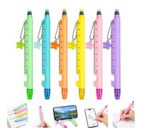 multifonction 5 en 1 avec règle embout tactile d'écriture marquage (#A) | Lot 6 ou 12 stylos multifonctions 5 en 1 règle, feutre marquage stylet pour écran tactile,support pour smartphone stylo bille