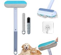 Multifonction Brosse Anti Poils Animaux, 4 en 1 Pet Hair Remover avec Tige D'extension Removable, manche long réglable, Brosse Anti Peluches pour Canapés, Tapis, Fenêtres et vêtements