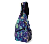 Multifonction Sacoche Bandouliere Papillons colorés Espace Galaxie Papillon Art Sling Bag Réglable,Antivol Cross Body pour Randonnée Homme Femme