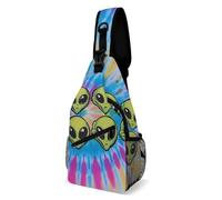 Multifonction Sacoche Tactique Art des extraterrestres Tie Dye Sac Bandoulière Polyester,Durable Sac à Dos Militaire pour Randonnée Camping Voyage