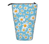 Multifonction Trousse de Crayon Marguerite Blanche sur Fond Bleu Clair Étui à Crayon Facile à Nettoyer Trousse pour Adolescent Collège Adulte