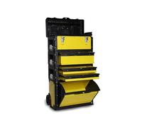 Multifonctionnel Boîte à outils, centre de travail roulant combiné quatre couches, boîte avec poignée traction, détachable Pour les ateliers de réparation(Yellow)