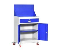 Multifonctionnel Coffre à outils roulant avec roues et système de verrouillage, armoire rangement d'outils 2 tiroirs, établi coffre Pour les ateliers de réparation