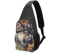 Multifonctionnel Crossbody Bag Imprimé Loup Ca-Mo Sac Triangle Durable Crossbody Sac À Dos Pour Sport, Randonnée, Cyclisme