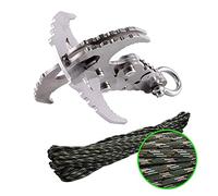 Multifonctionnel Grappin crochet de gravité en Acier Inoxydable pour l'Extérieur Pliable Charge Crochet 300kg Ce Grappin Griffe d'escalade plus 10 mètre corde de paracorde