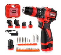 Multifonctionnel Kit de perceuse-visseuse sans fil,TEENO 18 V Brushless Système Multi-Têtes, 20+3 Couple,45 Nm,2 Vitesses