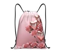 Multifonctionnel Sac à Dos à Cordon Ballon en Forme de cœur et de Roses Sacs de Sport à Cordon Moderne Sac d'école pour Randonnée Femme Homme 36X42cm