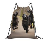 Multifonctionnel Sac à Dos à Cordon Empreinte de Patte de Flat-Coated Retrievers au Trot Sacs à Cordon Sport Léger Sac de Gym pour Swimming Natation Plage 36X42cm