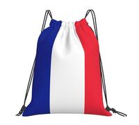 Multifonctionnel Sac à Dos à Cordon Impression du Drapeau français Pochette à Cordon Moderne Sac d'école pour Voyage Fitness Swimming 36X42cm