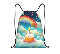 Multifonctionnel Sac à Dos Cordon Anniversaire Rainbow Sacs à Cordonnet Moderne Sac de Natation pour Surf Natation Decontracte 36X42cm