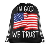 Multifonctionnel Sac A Dos Cordon en Dieu Nous Croyons Christianisme Patriotique 4 Juillet Drapeau Sacs À Cordon Sport Moderne Sac De Natation pour Swimming Natation Randonnée 36X42Cm
