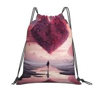 Multifonctionnel Sac à Dos pour Sport Cœur d'amour Jour de l'amour Sacs à Cordon Sport Premium Sac de Piscine pour Femme Camping Randonnée 36X42cm