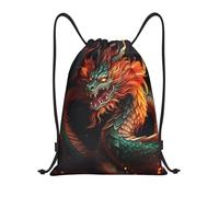 Multifonctionnel Sac À Dos pour Sport Dragon Chinois Sacs À Cordon Premium Sac De Yoga pour Homme Fitness Plage 36X42Cm