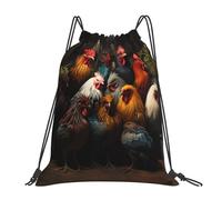 Multifonctionnel Sac À Dos pour Sport Portfolio De La Famille Rooster Pochette À Cordon Moderne Sac D'École pour Randonnée École Yoga 36X42Cm