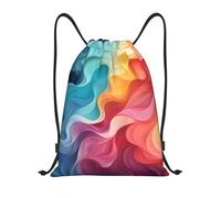 Multifonctionnel Sac de Cordon Illustration Abstraite aux Couleurs de l'Rainbow Sacs de Sport à Cordon Premium Sac de Yoga pour Swimming Natation Voyage 36X42cm