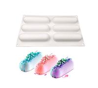 Multifonctions Moule à gâteau en Silicone Moule à gâteau D Bakeware Moule DIY forme ovale longue à 6 trous, blanc