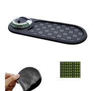 Multifunction Car Anti-Slip Mat, 2025 New Rotatable Anti Skid Car Dashboard Pad with Temporary Parking Number, for Phone Sunglasses Keys Gadgets (Gray-Black,Silver)