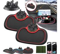 Multifunction Car Anti-Slip Mat Auto Phone Holder, Car Anti Slip Mat Phone Holder, Anti-Slip Universal Phone Holder with Extra Large Pad for Phones Keys Gadgets (2*Red)