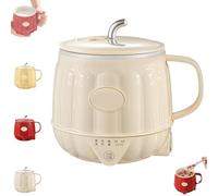 Multifunction Electric Heated Milk Cup-3-in-1 Portable Mini Stainless Steel Automatic Warmer, 600ml Hot Milk Coffee Cups for Hot Milks, Coffee, Beverages at Home, Office, Camping (White)