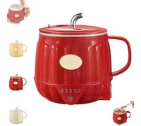 Multifunction Electric Heated Milk Cup-3-in-1 Portable Mini Stainless Steel Automatic Warmer, 600ml Hot Milk Coffee Cups for Hot Milks, Coffee, Beverages at Home, Office, Camping (Red)