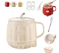 Multifunction Electric Heated Milk Cup, 600ml Portable Water Boiler Heated Travel Mug for Heating Milk, Boiling Water, and Stewing Food, Rapid-Boil, 8H Keep-Warm for Tea & Coffee (White)