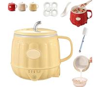 Multifunction Electric Heated Milk Cup, 600ml Portable Water Boiler Heated Travel Mug for Heating Milk, Boiling Water, and Stewing Food, Rapid-Boil, 8H Keep-Warm for Tea & Coffee (Yellow)