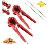 Multifunction Nutcracker with Non Slip Handle, Multi Functional Chestnut Opener Walnut Clip Set, Stainles Steel Walnut Cracker Opener Tool, For Walnut Nuts Chestnut Melon Seeds (2 pcs)
