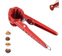 Multifunction Nutcracker with Non Slip Handle Stainless Steel Walnut Cracker Opener Tool Heavy Duty Pecan Walnut Plier Open for Walnut Nuts Chestnut Melon Seeds (1*Red)