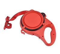 Multifunction Pet Leash for Small Dogs, Hollow Handle for Storage, Multicolor Options, Lightweight and Portable, Includes Foldable Bowl (Red)