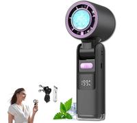 Multifunction Portable Handheld Turbo Ice-Cooling Fan | AC-Like Gel Pad Tech, Mini Ventilateur Portable, 1-199 vitesses avec LED Lumière, plié à 135 °, USB Rechargeable Ventilateur a Main (Noir)
