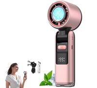 Multifunction Portable Handheld Turbo Ice-Cooling Fan | AC-Like Gel Pad Tech, Mini Ventilateur Portable, 1-199 vitesses avec LED Lumière, plié à 135 °, USB Rechargeable Ventilateur a Main (Rose)