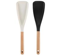 Multifunction Spatula Cooking Spoon, 2026 New Spatula Spoon Silicone Heat Resistant with Wooden Handle - Makes Stirring, Scooping & Serving So Much Easier (Black+White)