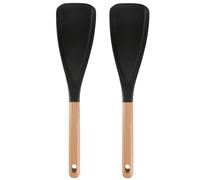 Multifunction Spatula Cooking Spoon, 2026 New Spatula Spoon Silicone Heat Resistant with Wooden Handle - Makes Stirring, Scooping & Serving So Much Easier (Black*2)