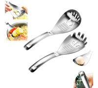 Multifunctional 5-In-1 stainless steel kitchen spoon, Integrated Tool with Functions of Grinding Strainer Mashing Egg Separator and Bottle Opener for Pasta-Potatoes Vegetables Kitchen Tool，2pc