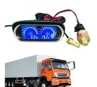 Multifunctional Auto Gauge - 2 In 1 Water Temp And Voltage Meter | Universal LED Display Automotive Gauge 12V/24V, ABS And Glass Material, Accurate Water Temperature Oil Pressure Measurement, Car Truc