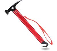 Multifunctional Camping Hammer,Lightweight Aluminium Tent Stake Hammer With Hook,Peg Extractor,For Outdoor,Camping,Hiking,Mountaineering (Red)