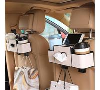 Multifunctional Car Seat Back Storage Box,Car Back Seat Organizer with Cup Holder,Automotive Travel Accessories for Hold Phone,Drinks,Handbag,Compatible with Most Vehicles (Black)