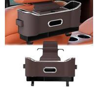 Multifunctional Car Seat Back Storage Box, Car Headrest Rear Seat Multifunctional Storage Box, Car Tissue Organizer Back Seat with 2 Drink Cup Holder, Car Cup Holder Backseat (Brown)