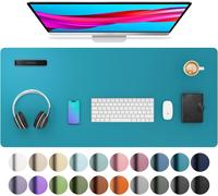Multifunctional Desk Pad,Waterproof PU Leather Non-Slip Desk Pad,Ideal for Office and Home,91 x 43 cm,Turquoise Blue