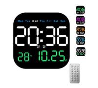Multifunctional Digital Alarm Clock for Home & Office, Large Screen LED Digital Wall Clock Battery Operated, Electronic Calendar Wall Clocks with Display for Living Room, Nordic Minimalist Style (A)