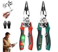 Multifunctional Digital Electrician's Pliers, 25-in-1 Wire Stripper with Voltage Tester, Heavy Duty Cable Cutter, Electrician Tool for Wire Cutting Stripping Crimping (C)