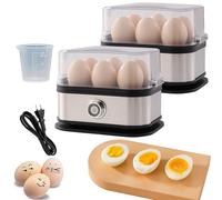 Multifunctional Egg Steamer with Clear Lid, Smart Egg Cooker Electric with Auto Shut-Off, 6 Capacity Boiled Egg Cooker and Egg Steamer for Soft Medium Hard Boiled Eggs (2PCS)