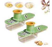 Multifunctional Garlic Grinder,3-in-1 Garlic Slicer Veggie Shredder with Container, for Garlics, Ginger, Garlics Grinder Mini Easy to Clean and Dishwasher Safe (green 2pcs)