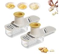 Multifunctional Garlic Grinder,3-in-1 Garlic Slicer Veggie Shredder with Container, for Garlics, Ginger, Garlics Grinder Mini Easy to Clean and Dishwasher Safe (white 2pcs)